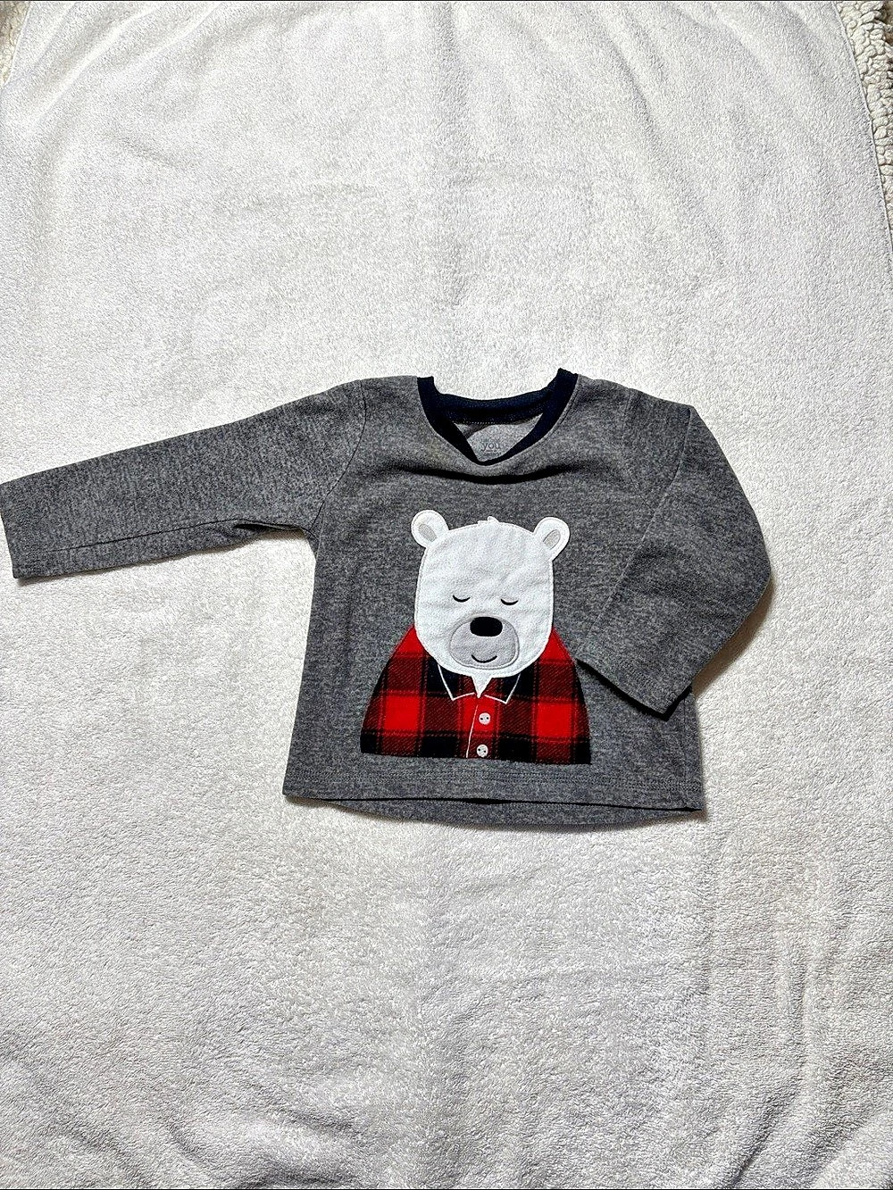 Just One You Made by Carter's Kids Gray & Red Plaid Bear Sweatshirt